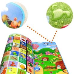 Covor de joaca din spuma cu doua fete Litere si Animale 180 x 120 cm