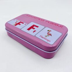 Joc educativ de asociere cu carti de joc cu animale in cutie metalica