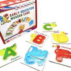 Carduri din lemn cu animale si alfabet