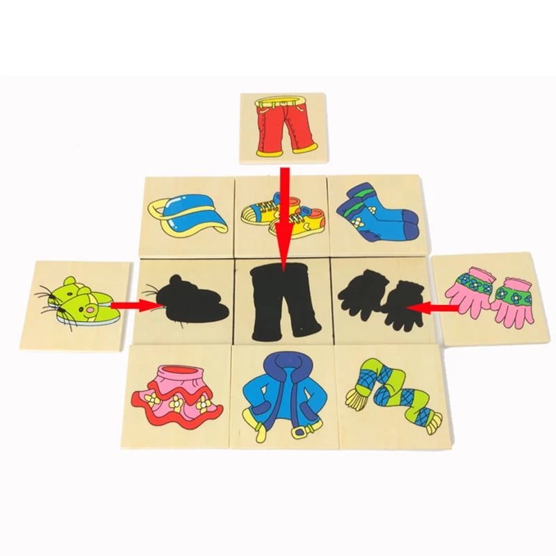 Joc educativ de asociere si memorie de tip Montessori - Jocul Umbrelor cu animale