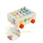 Jucarie de tras din lemn cu sortator numere, forme si animale