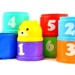 Jucarie turn de stivuire pentru bebelusi cu 9 pahare, litere si alfabet