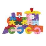 Puzzle 3D din lemn cu Numere si Alfabet - Locomotiva