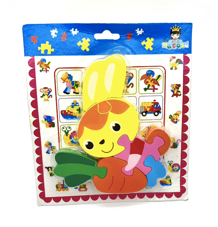 Puzzle 3D mic, din lemn - Iepuras