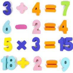 Puzzle Incastru 3D din Lemn cu cifre, numere si semne aritmetice