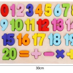 Puzzle Incastru 3D din Lemn cu cifre, numere si semne aritmetice