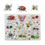 Puzzle Incastru din lemn in limba romana, Insecte