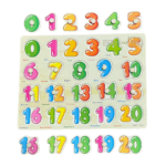 Puzzle Incastru din lemn cu maner, 20 numere in Limba Engleza