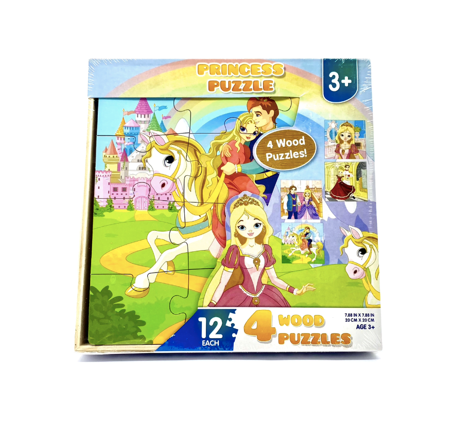 Set 4 puzzle din lemn - Printese, 48 piese