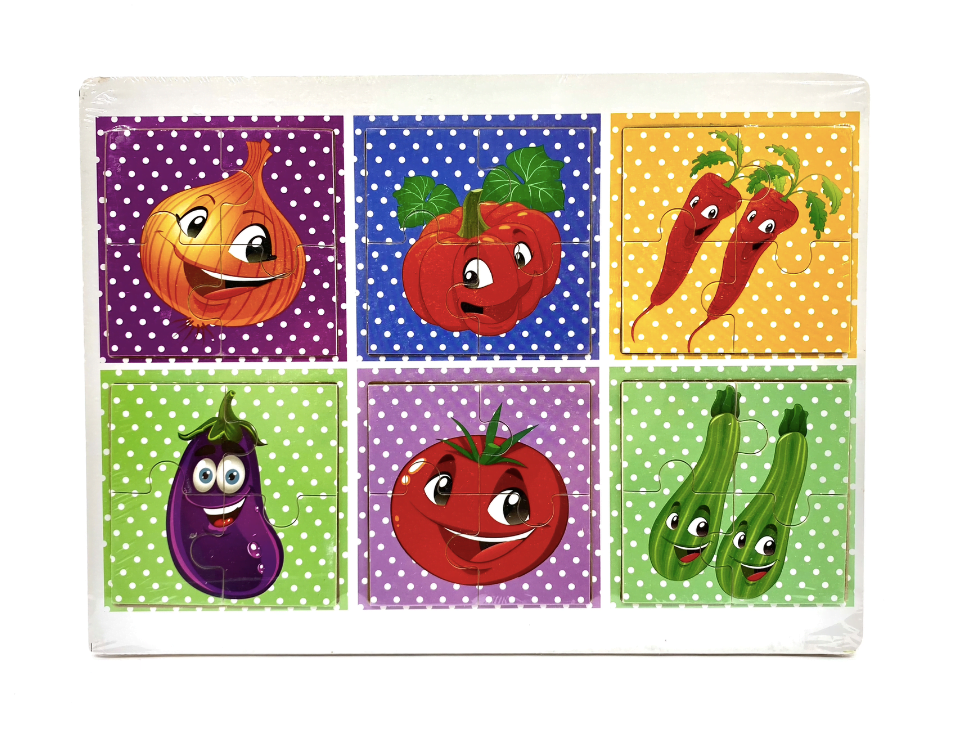 Set 6 puzzle incorporate cu 4 piese - Legume