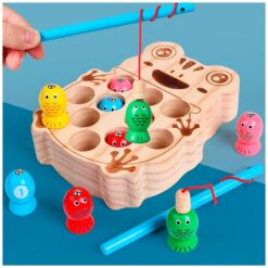 Joc de pescuit magnetic din lemn - broscuta