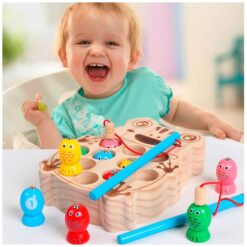 Joc de pescuit magnetic din lemn - broscuta