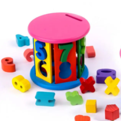 Cilindru din lemn cu sortator cifre si culori, 3 ani 03