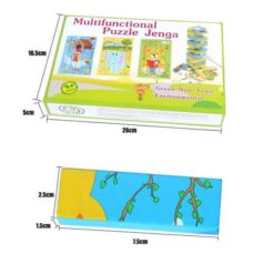 Cuburi Lemn 3 in 1 Jenga, Domino si Puzzle