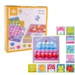 Joc mozaic lemn cu butoni mari 62 piese - Cutie Galbena