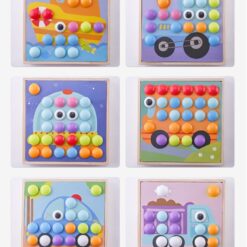 Joc mozaic lemn cu butoni mari 62 piese