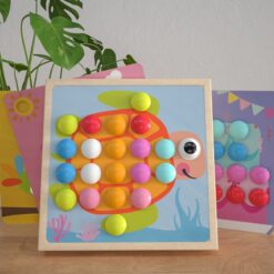 Joc mozaic lemn cu butoni mari 62 piese