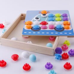 Joc mozaic lemn cu butoni mari 62 piese