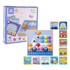 Joc mozaic lemn cu butoni mari 62 piese
