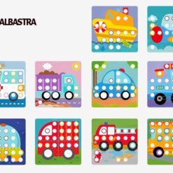 Joc mozaic lemn cu butoni mari 62 piese