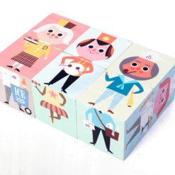 Set 6 cuburi puzzle din lemn Meserii