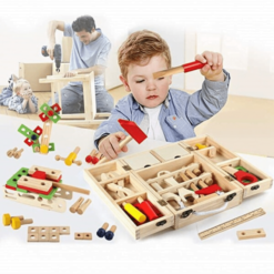 Jucarie Trusa de scule din lemn cu accesorii