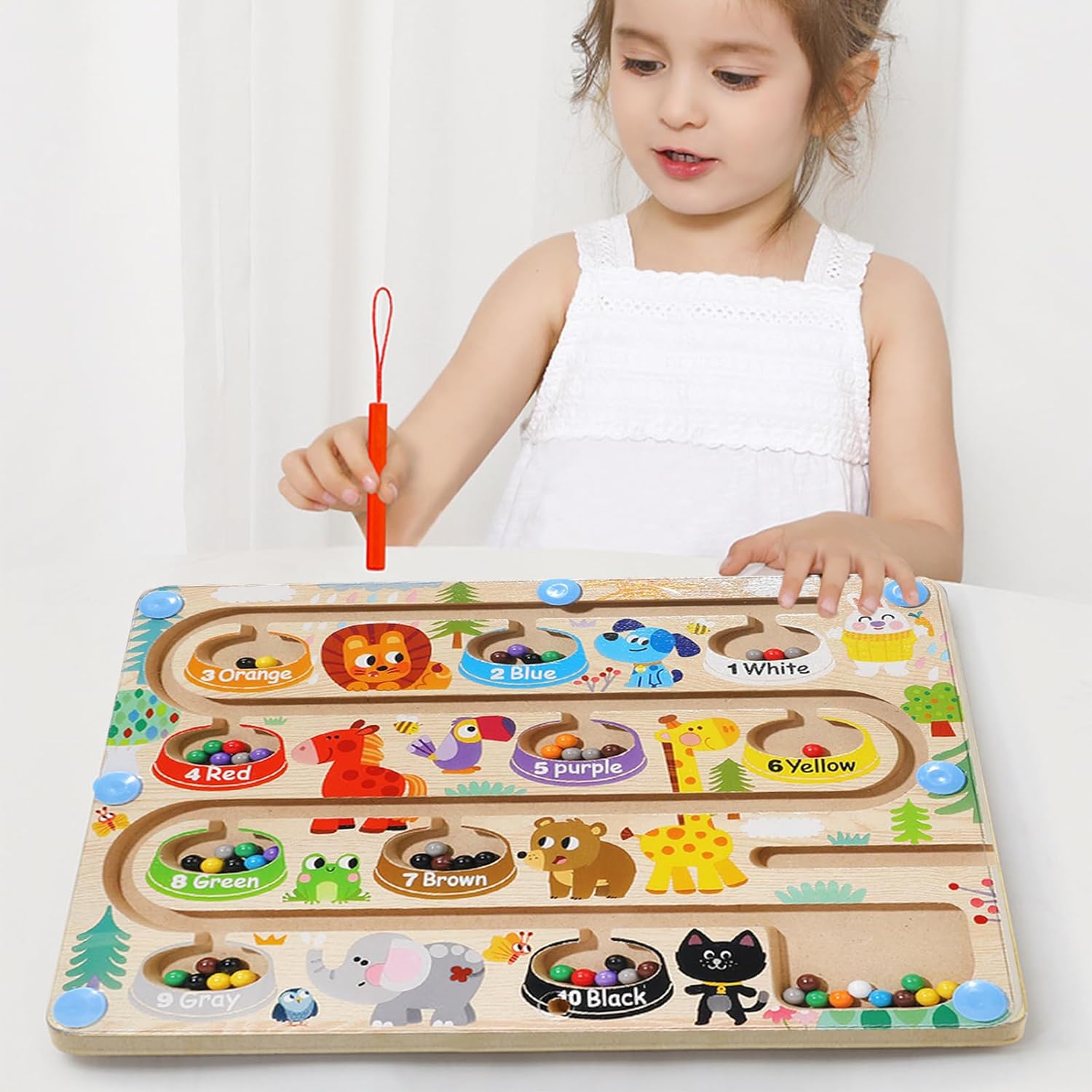 Labirint magnetic , joc sortare culori, 3 ani