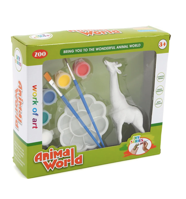 Set de pictat figurina in miniatura, tempera, culori acrilice - Girafa