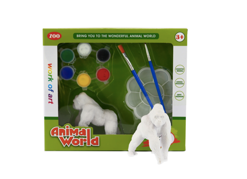 Set de pictat figurina, tempera, culori acrilice, Gorila, 3 ani