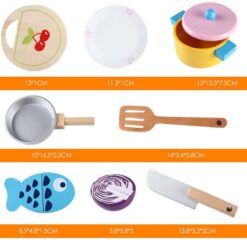 Ustensile bucatarie pentru copii - set din lemn 9 piese 09