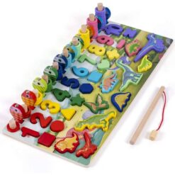 Joc Magnetic pescuit din lemn - Aritmetica si Dinozauri