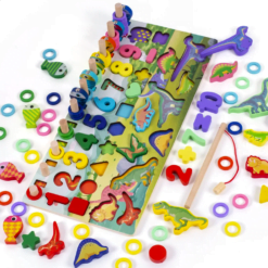 Joc Magnetic pescuit din lemn - Aritmetica si Dinozauri