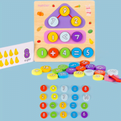 Joc din lemn 2 in 1 - Invata ceasul si Matematica