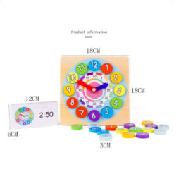 Joc din lemn 2 in 1 - Invata ceasul si Matematica