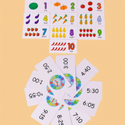 Joc din lemn 2 in 1 - Invata ceasul si Matematica