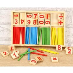 Joc matematica din lemn cu cifre si betisoare