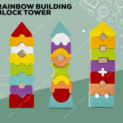 Joc din lemn de stivuire si echilibru - Piramida Montessori, 3 ani