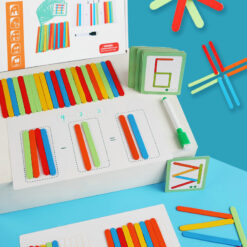 Joc educativ din lemn cu betisoare pentru prescolari