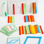 Joc educativ din lemn cu betisoare pentru prescolari