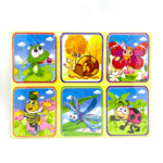 Set din lemn cu 6 puzzle incorporate - Insecte