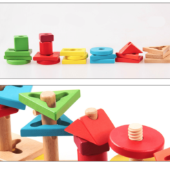 Sortator din lemn forme geometrice cu 5 coloane