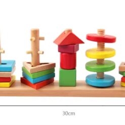 Sortator din lemn forme geometrice cu 5 coloane
