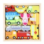 Puzzle educativ din lemn - Tetris 3D cu Mijloace de transport