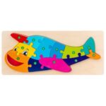 Puzzle 3D din lemn cu 12 piese colorate - Avion