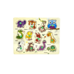 Puzzle din lemn cu butoni - 12 Animale salbatice