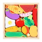 Puzzle educativ din lemn – Tetris 3D cu alimente