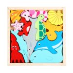 Puzzle educativ din lemn – Tetris 3D cu animale marine