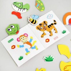 Carte Puzzle din lemn magnetica - Animale Salbatice