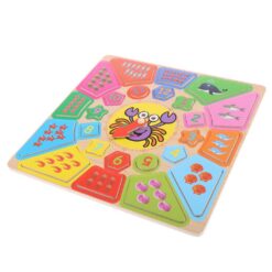 Puzzle incastru cu ceas, animale si forme geometrice