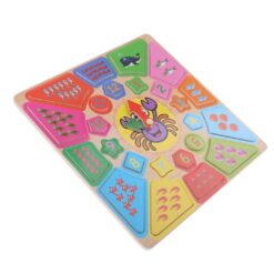 Puzzle incastru cu ceas, animale si forme geometrice